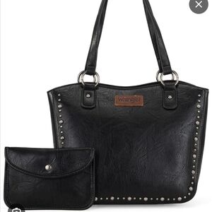Wrangler Black Studded Tote and Clutch Set